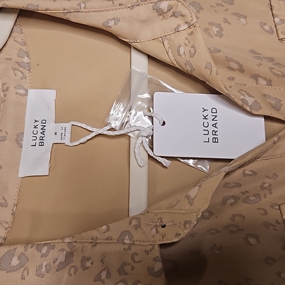 Lucky Brand Women's Short Sleeve Midi Shirtdress Ginger Leopard Print - Picture 5 of 5